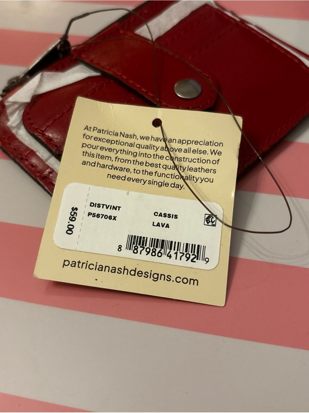 PATRICIA NASH LAVA RED Cassis CREDIT CARD RFID Leather ID CASE - Picture 2 of 5